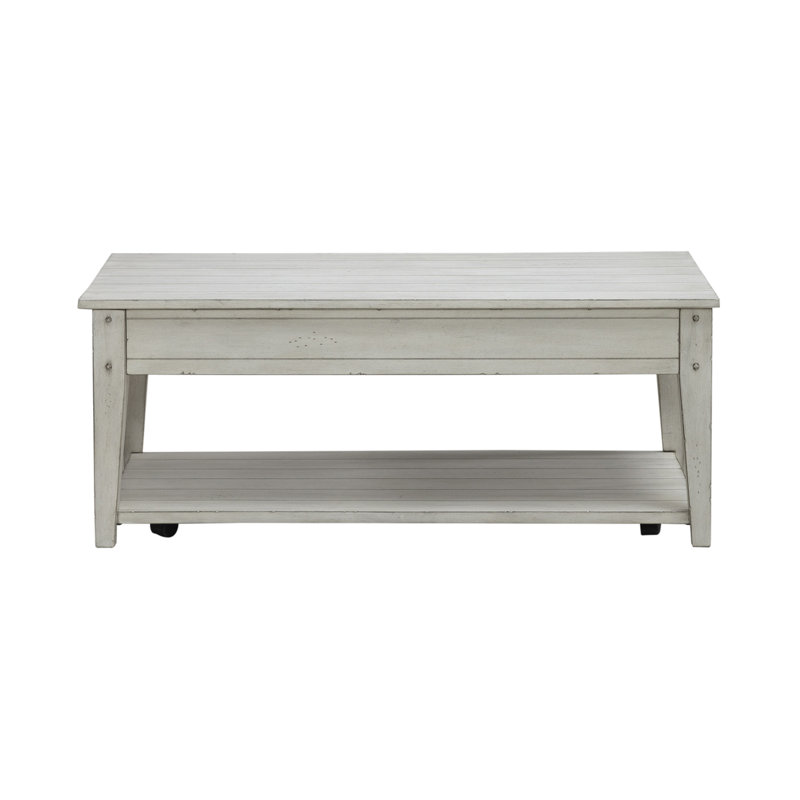 Laron Lift Top Cocktail Table w/ Casters, White