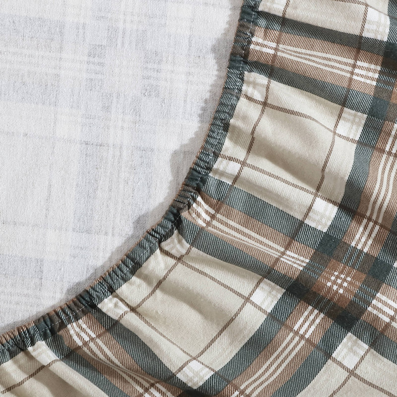 Edgewood Gray Plaid Cotton Flannel Queen Sheet Set