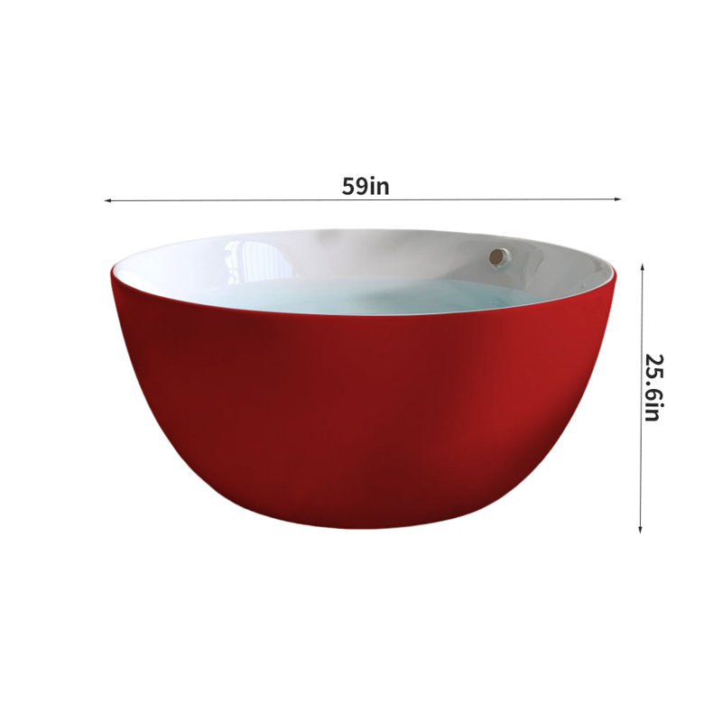59'' W 25.6'' H Tub & Shower Kit, Red