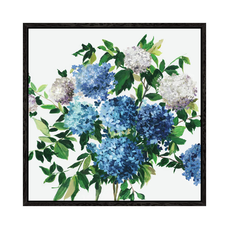 Blue Petals by Asia Jensen - Print on Canvas, 66.04 cm H x 66.04 cm W, Black Framed