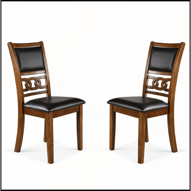Ensemble de 2 chaises de salle à manger au fini noyer avec structure en bois d'hévéa robuste pour les intérieurs modernes et classiques