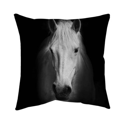 Monochrome Horse - Black Poly Twill Throw for Home Decor