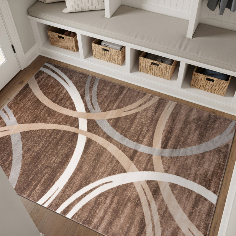 Devonshire Abstract Brown/Gray/Cream Area Rug, Rectangle 4' x 6'