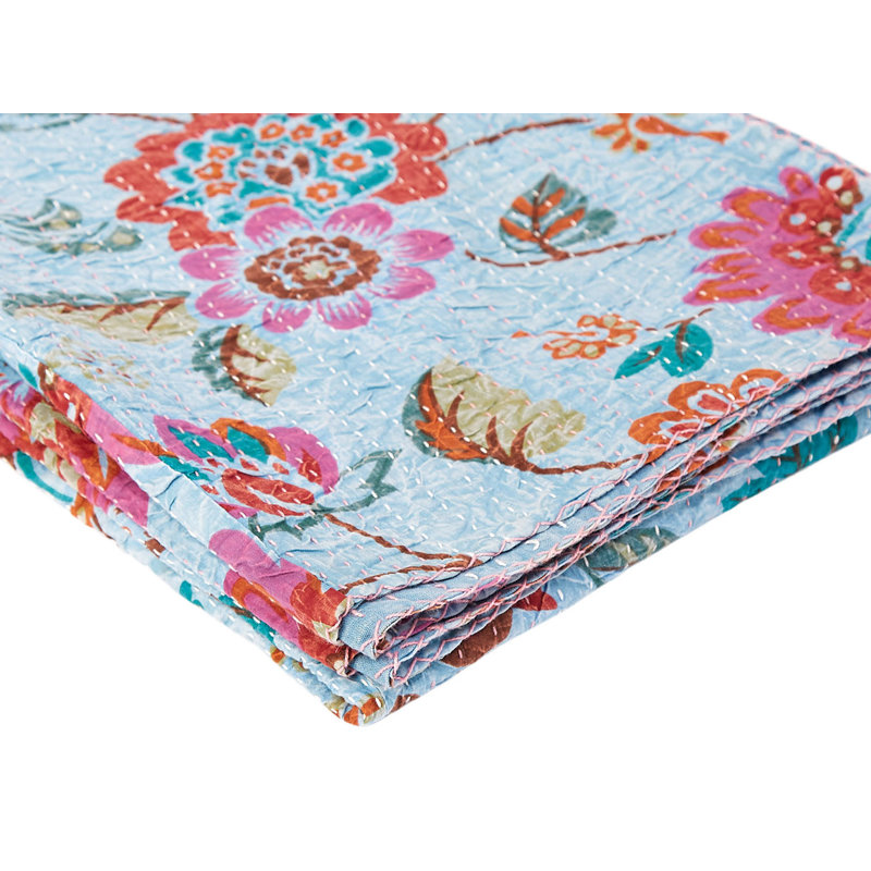 Kantha Quilted Throw Blanket