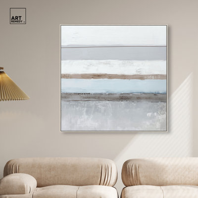 Cool Tones III Framed Canvas Print Minimalist Wall Art by Art Remedy, Silver Frame, 40 x 40