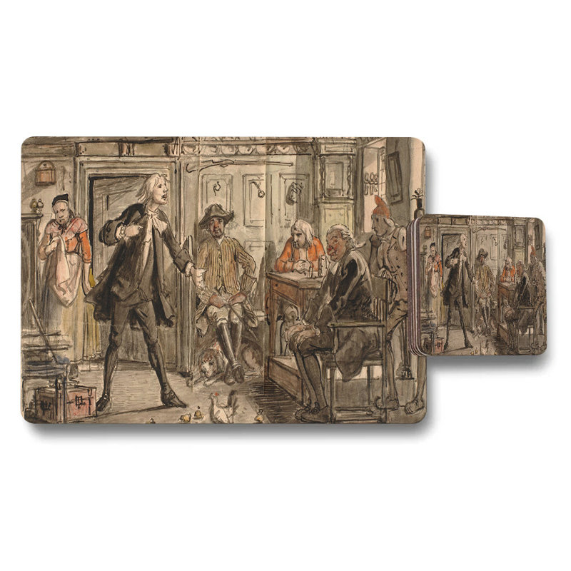 Vintage Tavern Scene Placemats And Coasters Set For Dining Table