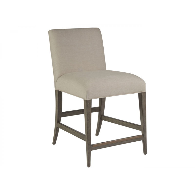 Grigio Upholstered Low Back Counter Stool with Metal Kickplate