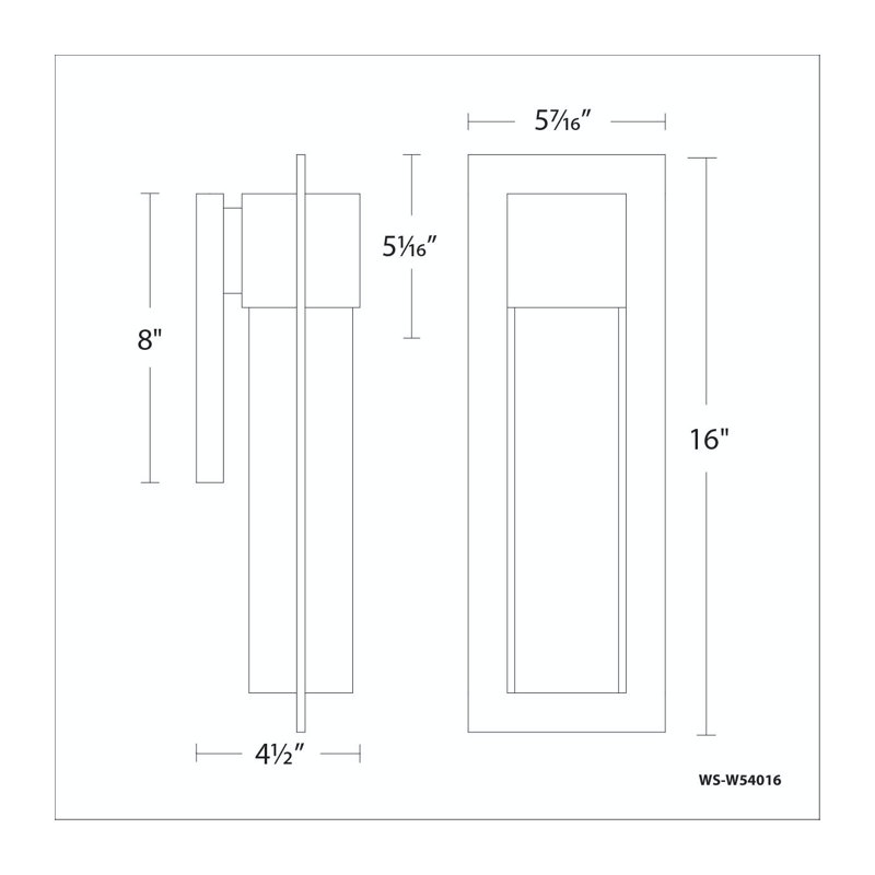 Mist 1 - Light LED Outdoor Armed Sconce, Black, 16" H x 5.4375" W x 4.5" D