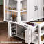 Îlot de cuisine 47 po avec table de salle à manger extensible, placage en bois d'hévéa, support de rangement, prise de courant, 2 tiroirs, 2 armoires, blanc | Idée de cadeau-2070932574