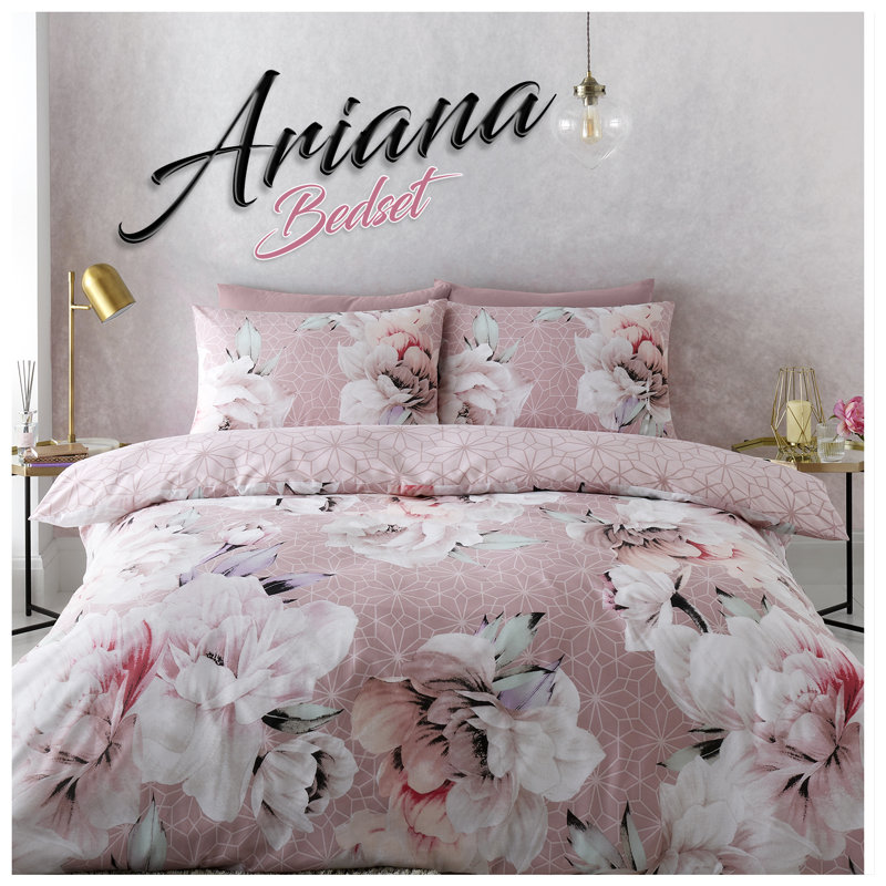 Cotton Blend Floral Duvet Cover Set with Pillowcases Included, Double