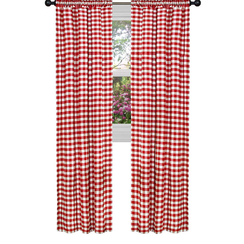 Lombard Room Darkening Curtain Single Panel, 56" x 63", Fire Red