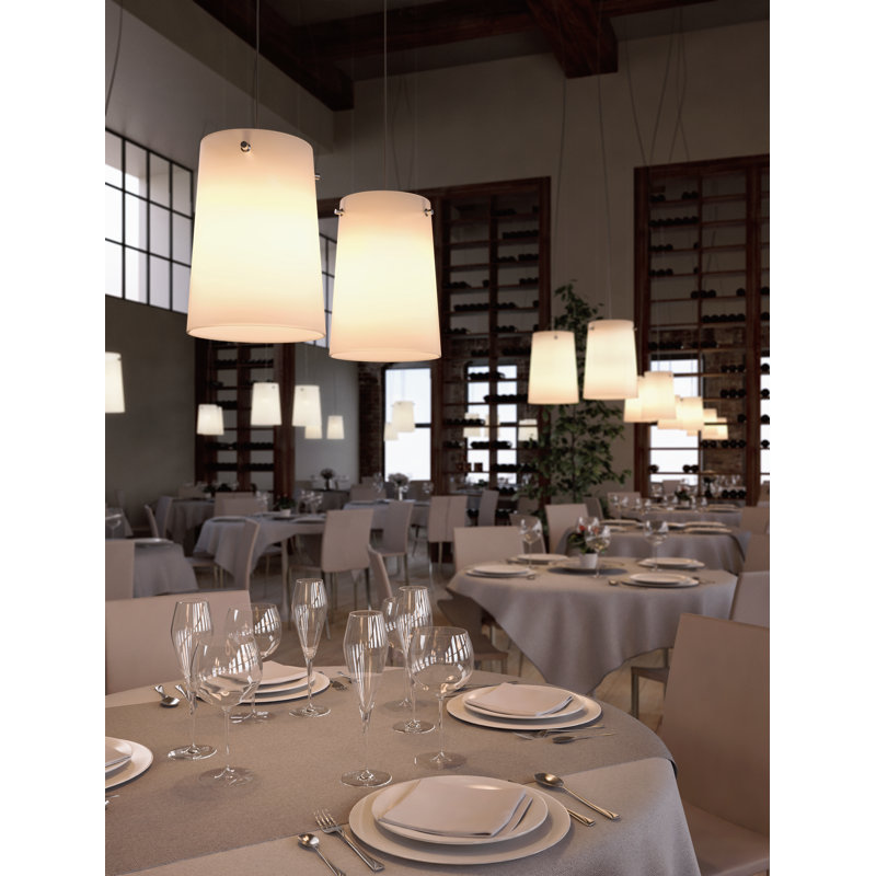 Sera 1 - Light Chrome Single Pendant, Opal White, 200cm H x 33cm W x 33cm D