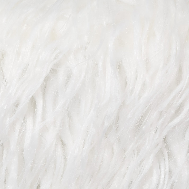 Repose-pieds en fausse fourrure, Blanc
