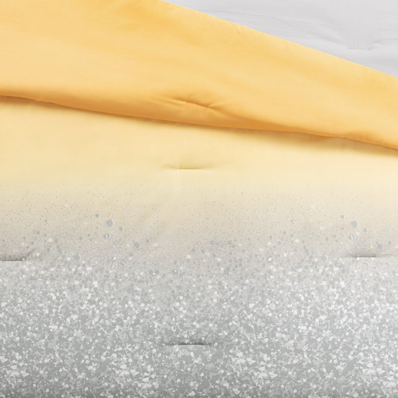 Yellow and Gray Ombre Glitter Full Comforter Set