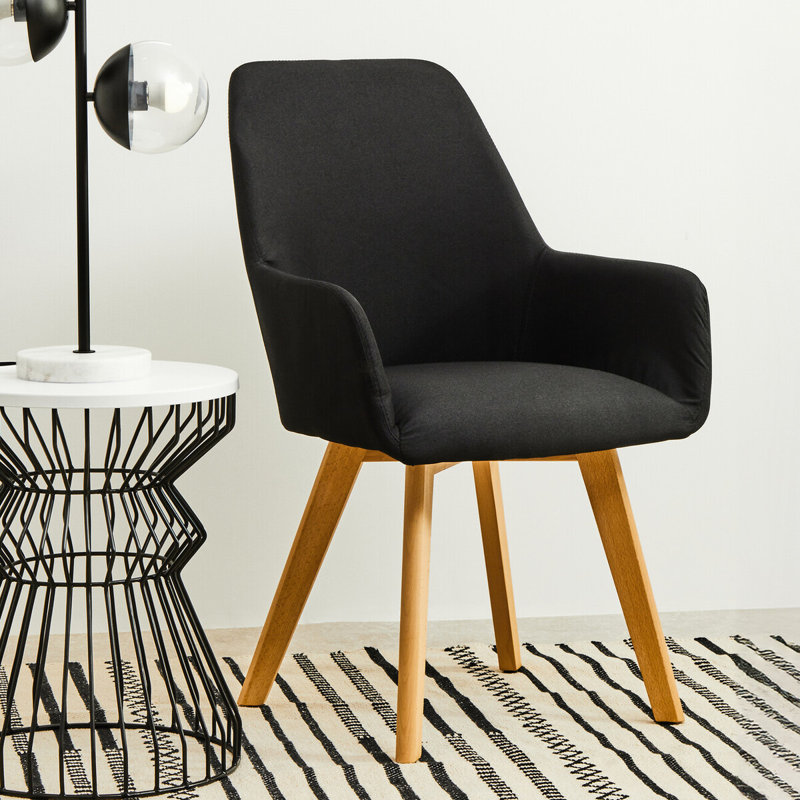 Kai 51cm H Polyester Blend Upholstered Armchair, Black