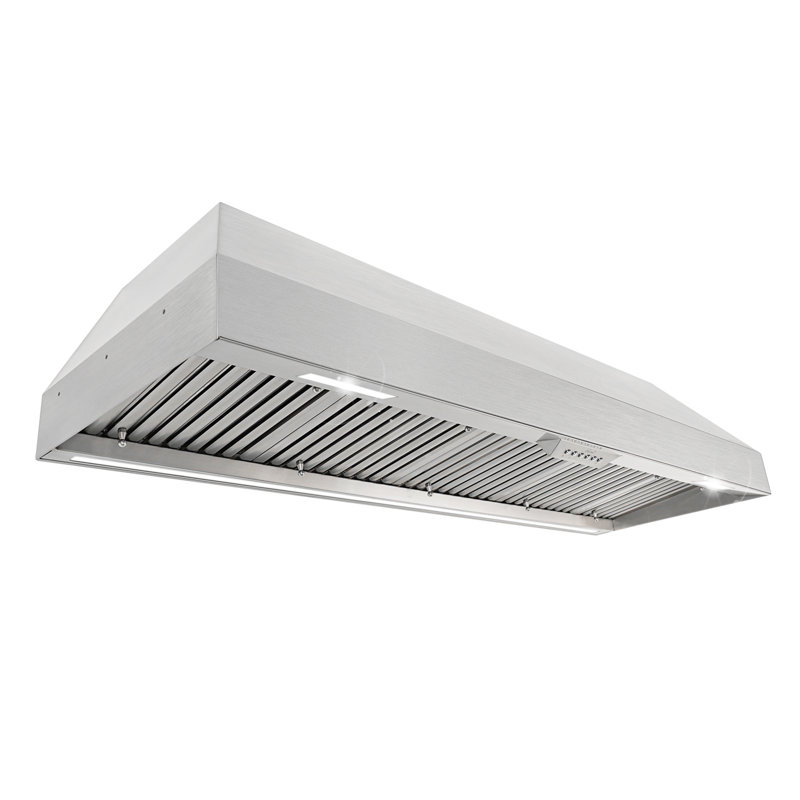 Akicon Range Hood 60 Inch, 1200 CFM Stainless Steel Range Hood Insert with 4 Speed Control, LED Lights & Nightlight, Dishwasher Baffle Filters