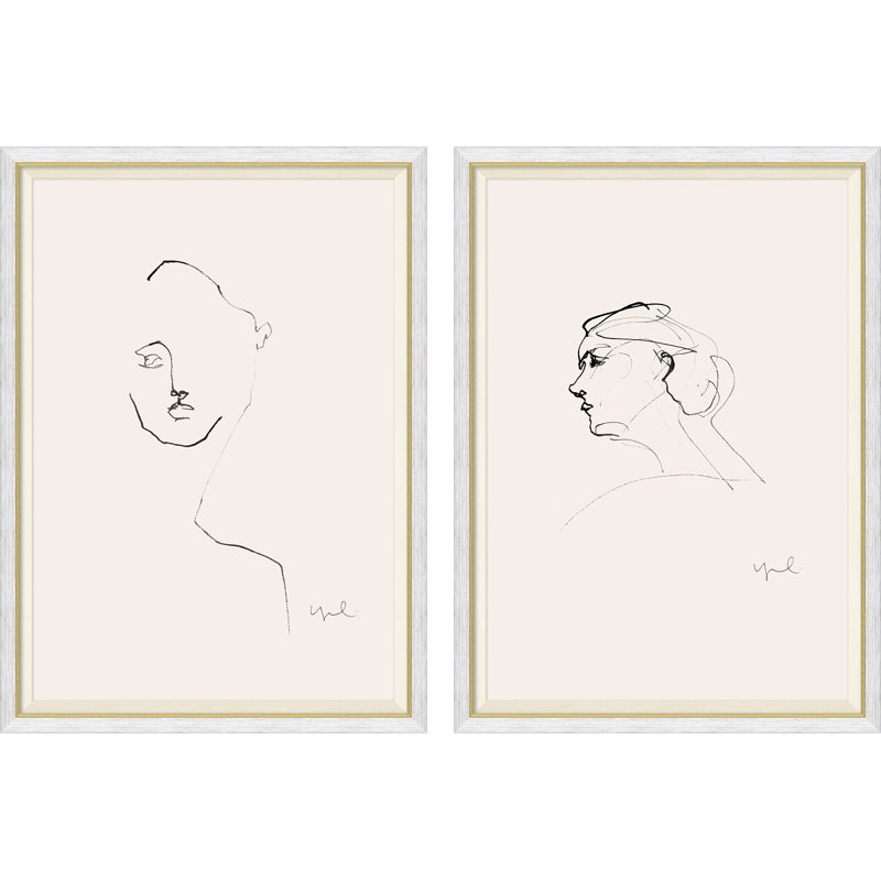 «Helen I & II» par Yuki Osada - Ensemble de 2 reproductions d'art sur papier encadrées