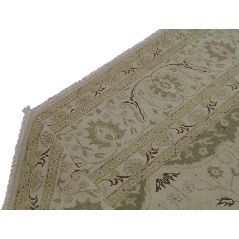 Tapis oriental unique en laine noué à la main de 9 pi x 12 pi beige / gris clair / olive