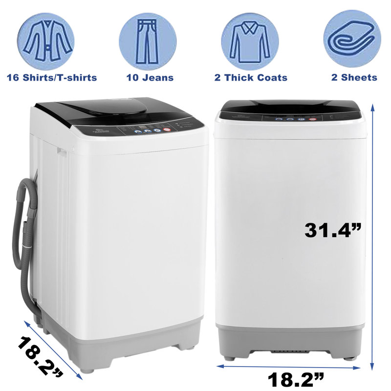 2.1 cu. ft. High Efficiency Portable Automatic Washer with Drain Pump for Apartment, Home, Dorms, Rv, White