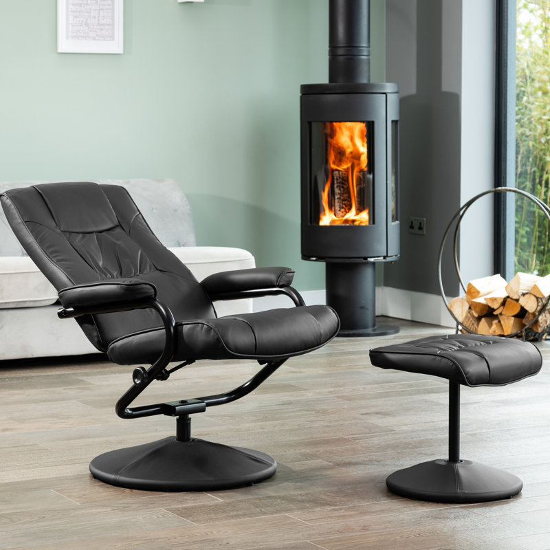 Oundle Swivel Based Based Recliner and Footstool - Cream, Black