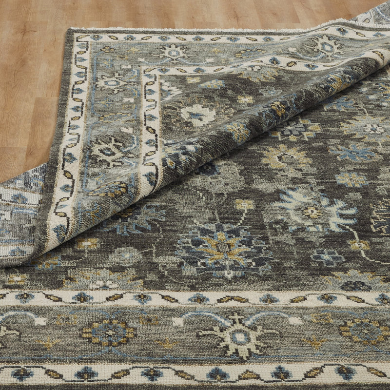 Oushara Hand Knotted Wool Oriental Area Rug, Rectangle 9' x 12'