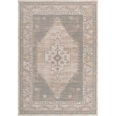 Tapis traditionnel de couleur ivoire / gris Matthei