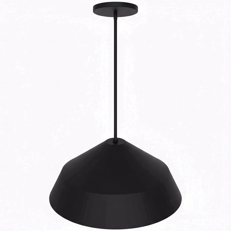 Luminaire suspendu de 22 po de diamètre intégré à finition noire, H 10 po x l 22 po x P 22 po