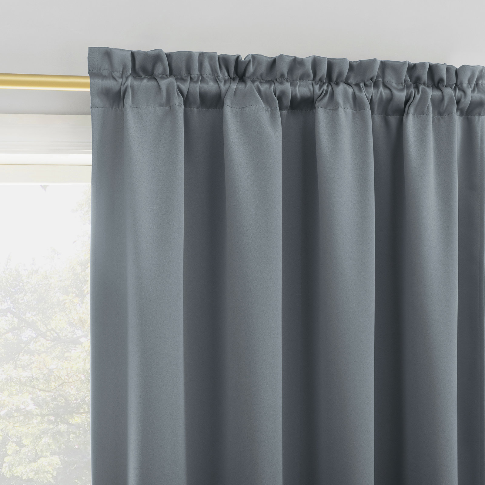  Thermal Blackout Rod Pocket Curtain Panel, 40" W x 84" L, Denim Blue