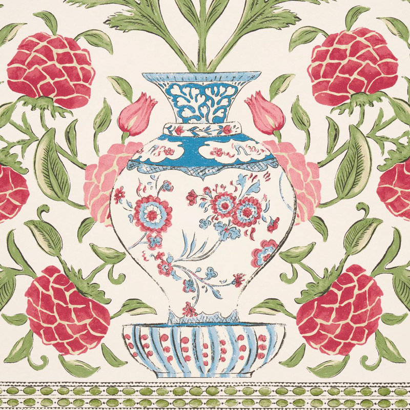 Papier peint Schumacher x Mark D. Sikes Montecito, Rouge
