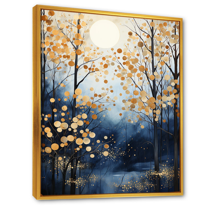 Or et érable bleu, forêt d'hiver III - érable, art mural, Gold Floater Framed, H 44 po x l 34 po x P 1,5 po