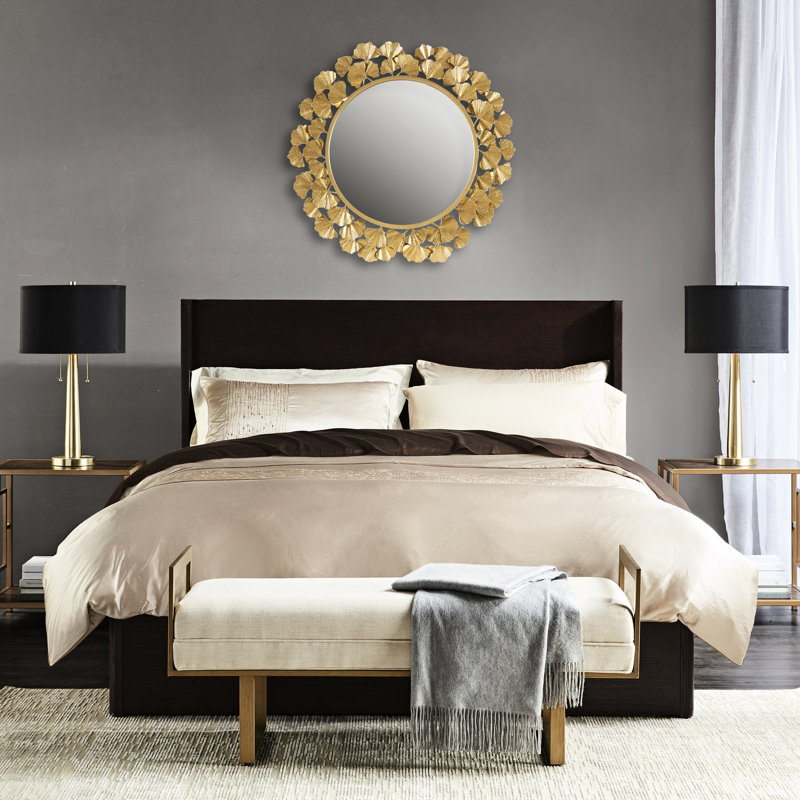 Miroir mural rond de 30,5 po Gold Leaf