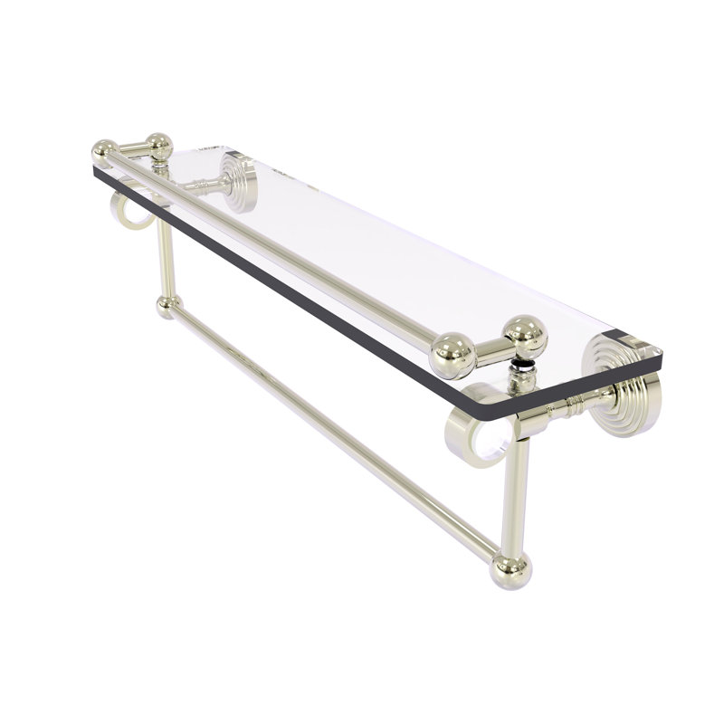 Étagère murale en verre Jarrell, H 5,5 po x l 22 po x p 6,8 po, Nickel poli