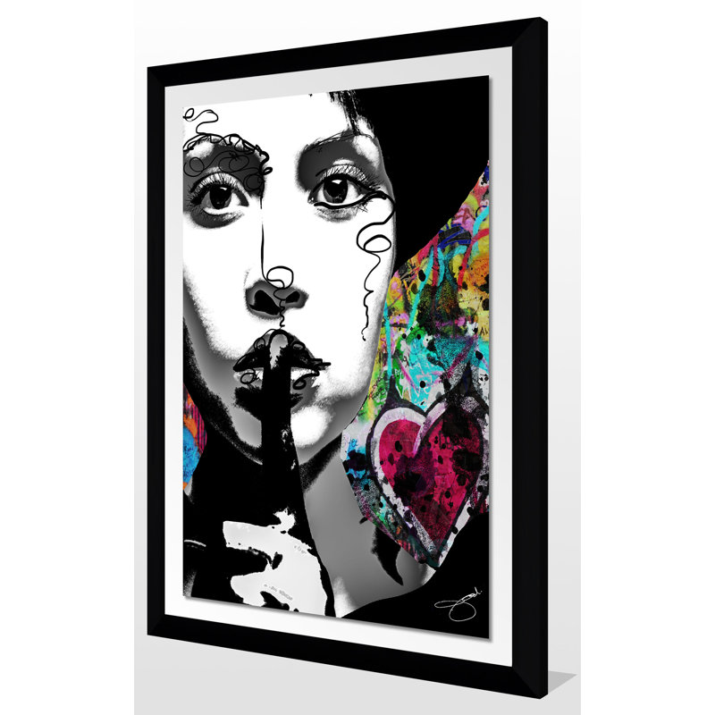 «Shhhh» Jodi, impression sur toile, H 49,5 po x l 33,5 po x P 1 po, Cadre noir