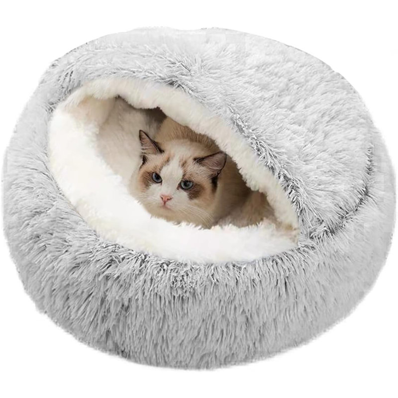 Dulaire Cotton Nest Pet Bed, Large (14" H x 23.6" W x 23.6" D), Gray