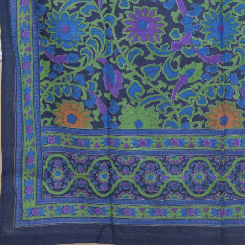 Rideau semi-transparent 100% coton Daunta, Bleu marine