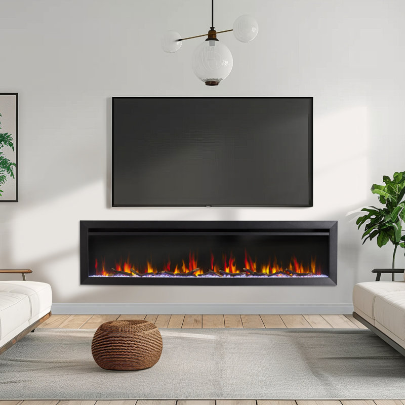 SimpliFire 72-in Allusion Slim Linear Electric Fireplace SF-ALLS72, 18.25" H x 72" W x 5.06" D