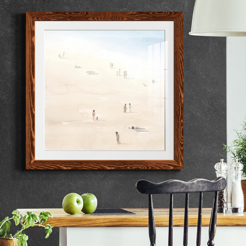 Beach Goers I-Premium, reproduction encadrée - prête à être accrochée, Papier encadré érable, Blanc