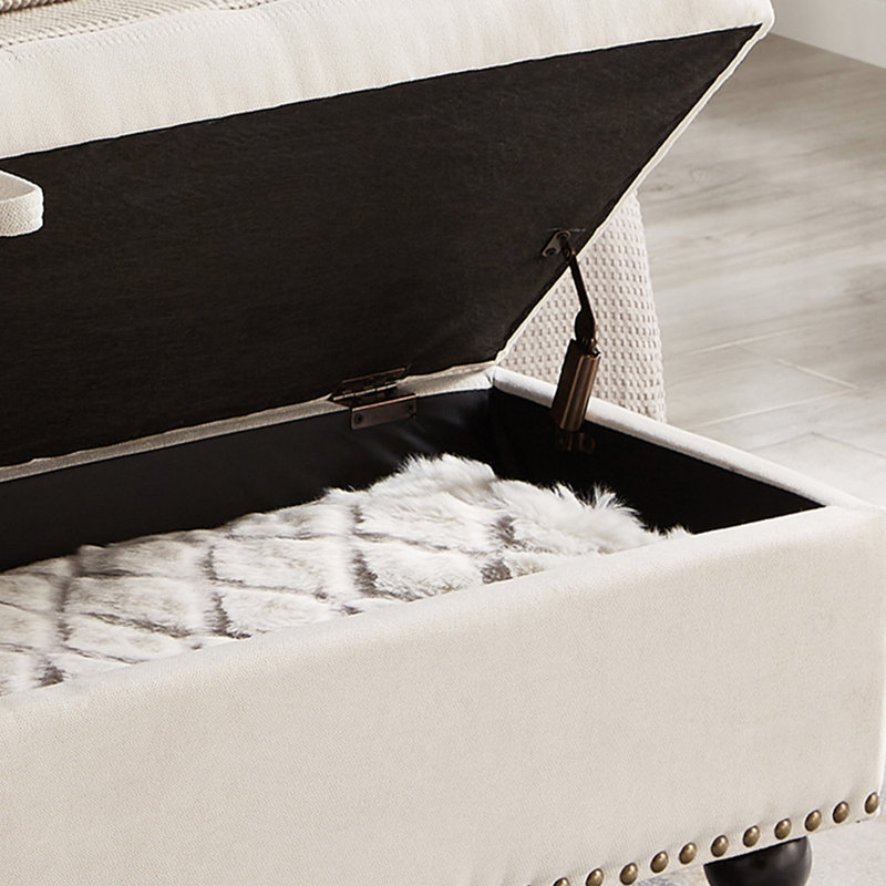 Banc de rangement rembourré Delshawn, Beige
