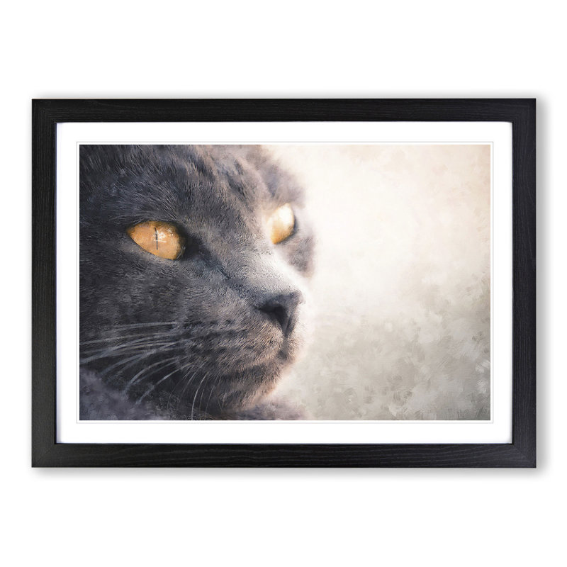 British Shorthair Cat Vol.2 - Picture Frame Painting, Black, 27cm H x 36cm W x 2cm D