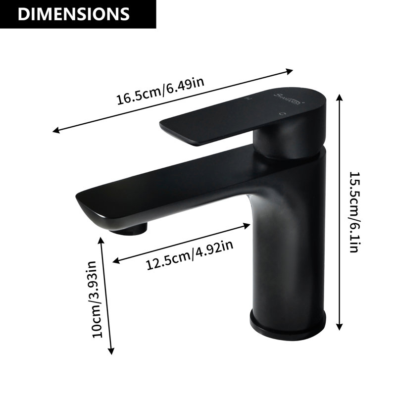 single-Handle Bathroom Faucet Set, BLACK, 6.1