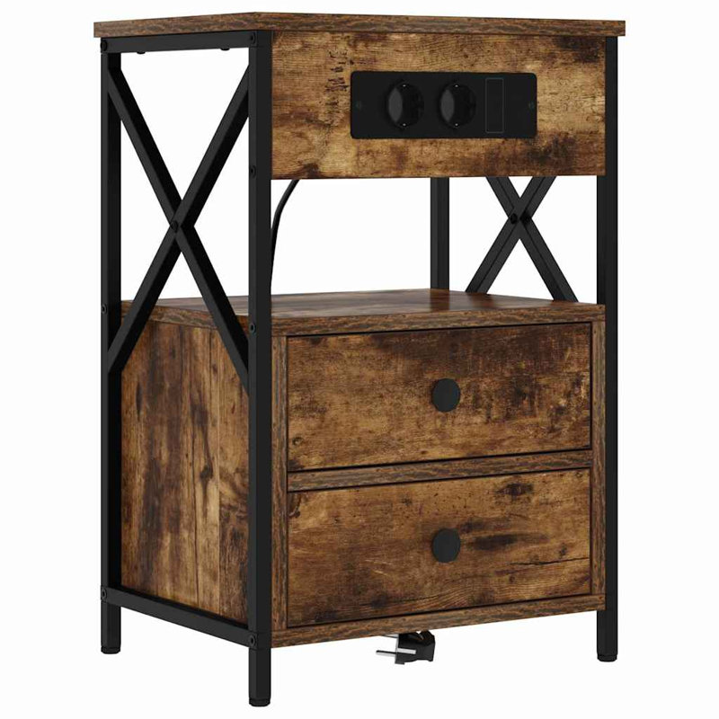 Bedside Cabinet 40 X 31 X 60 Cm Engineered Wood, Smoked Oak