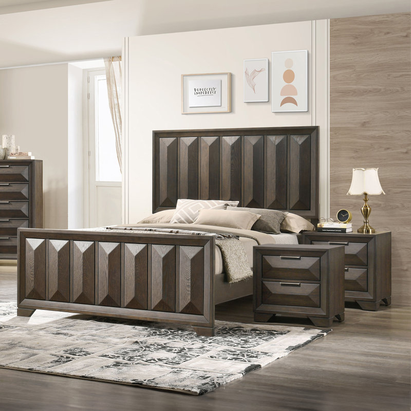 Fikir 5-Piece Bedroom Set, King, 3 Pcs: Bed, 2 Nightstands