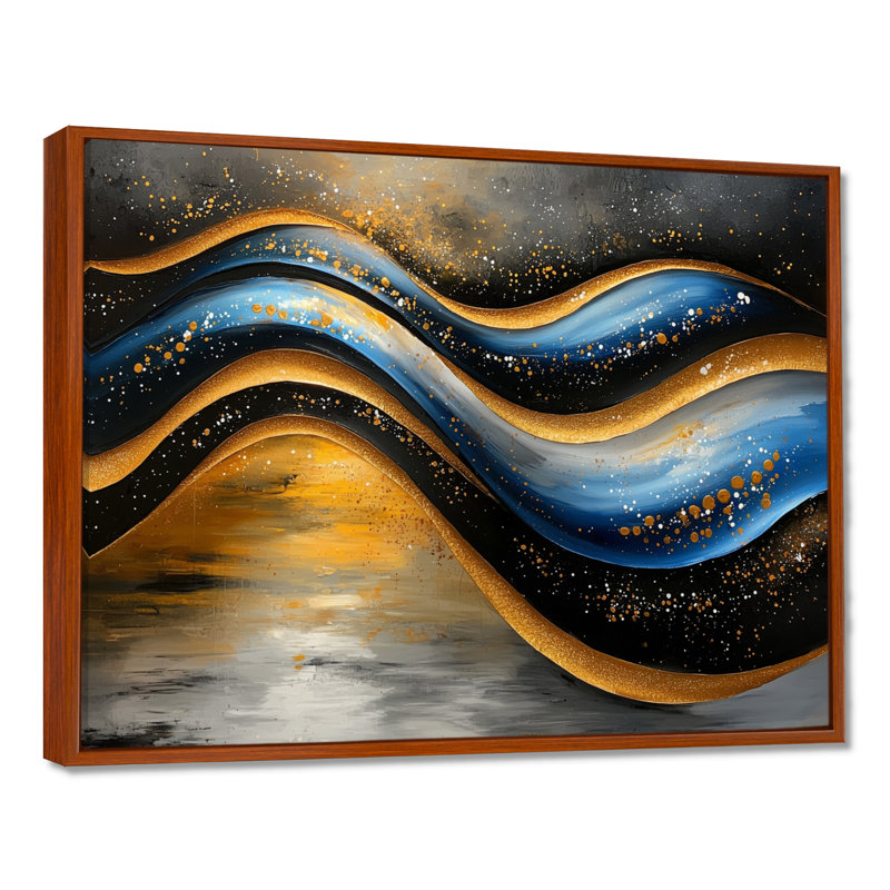 Robicheaux Golden Blue Wave, H 30 po x l 40 po, Brun, Impression encadrée flottante