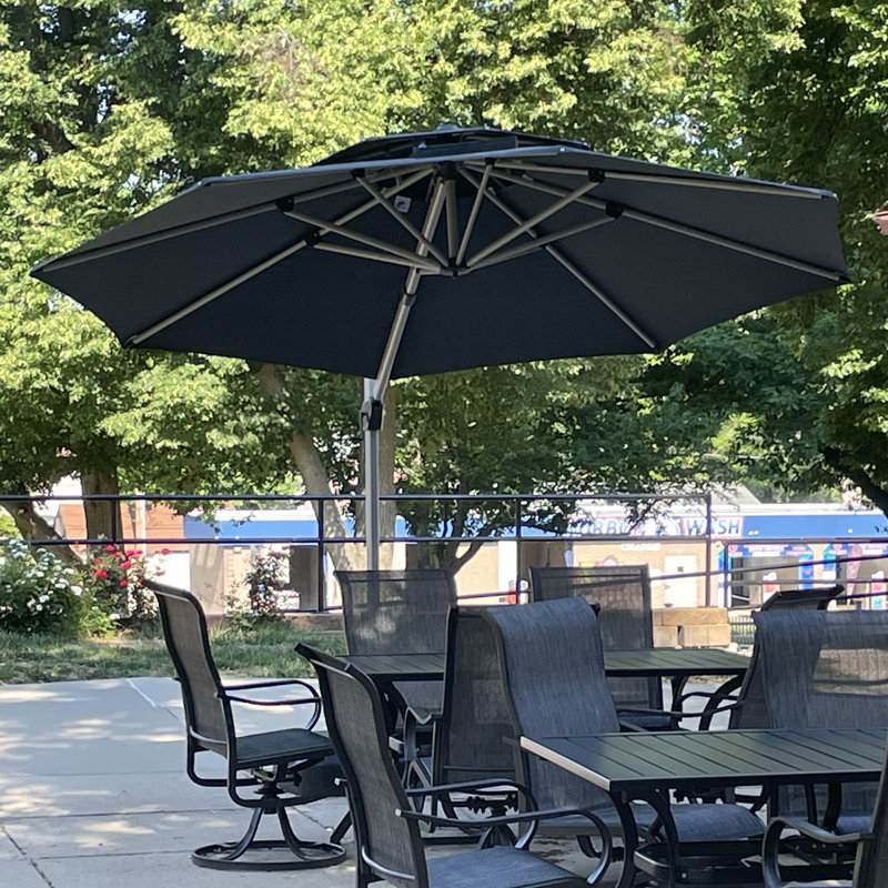 Round Cantilever Parasol with Crank Lift, 158" W x 158" D, Beige