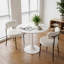 Table de salle à manger ronde 31,5 "blanche moderne avec plateau en MDF et base cylindrique en métal, multi-usage pour la cuisine / le salon / la table basse-983605945-977782577