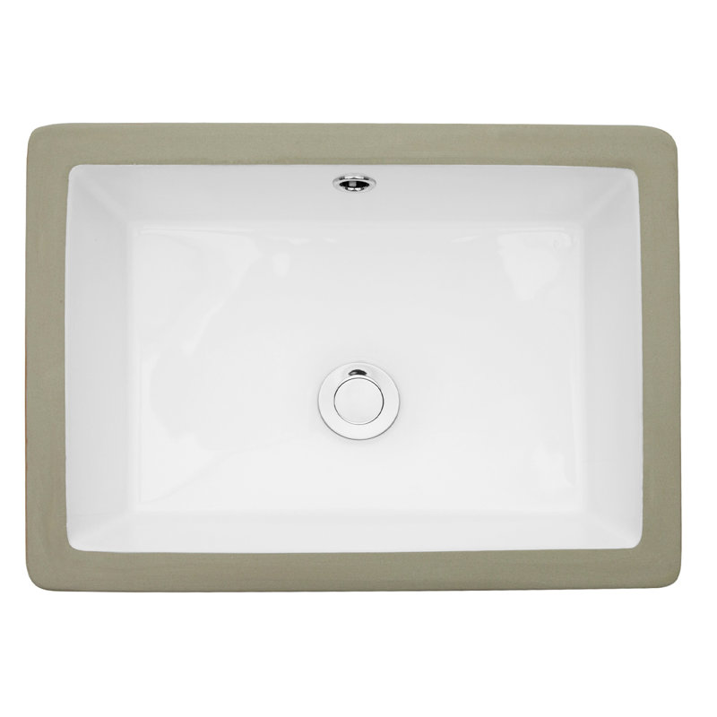 Modern White Ceramic Rectangular Bathroom Sink With Overflow - 22.37X15.73 Inch, Stain- Surface 22X15.5X7 White, Polished And Smooth
