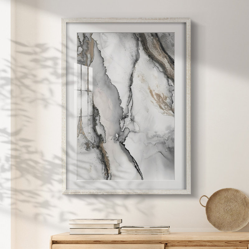 «Abstract Ink Fantasy I», reproduction encadrée, Blanc, H 19,5 po x l 16,5 po