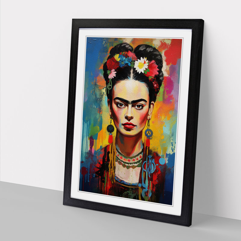 Frida Kahlo Abstract - Framed Print, 46cm H x 34cm W, Black Framed