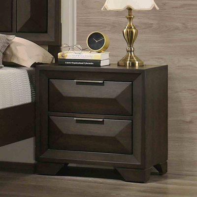 Table de chevet style transitionnel 1Pc avec poignées en métal et pieds en métal avec poignées en métal et tiroirs à queue d'aronde anglaise