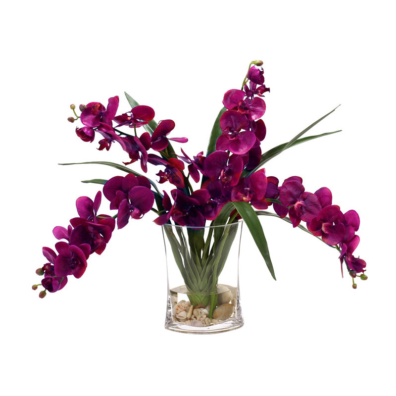 Polysilk Orchids Arrangement in Vase, Violet